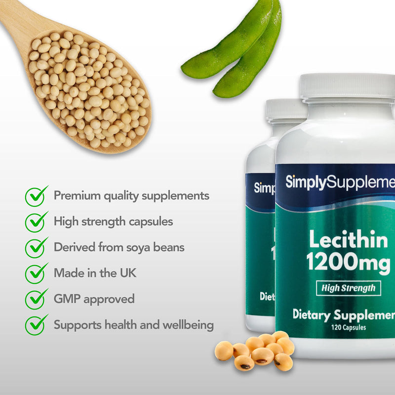 Soy Lecithin Capsules 1200mg | 120+120 (240) Capsules | Manufactured in The UK 240 Count (Pack of 1) - BeesActive Australia
