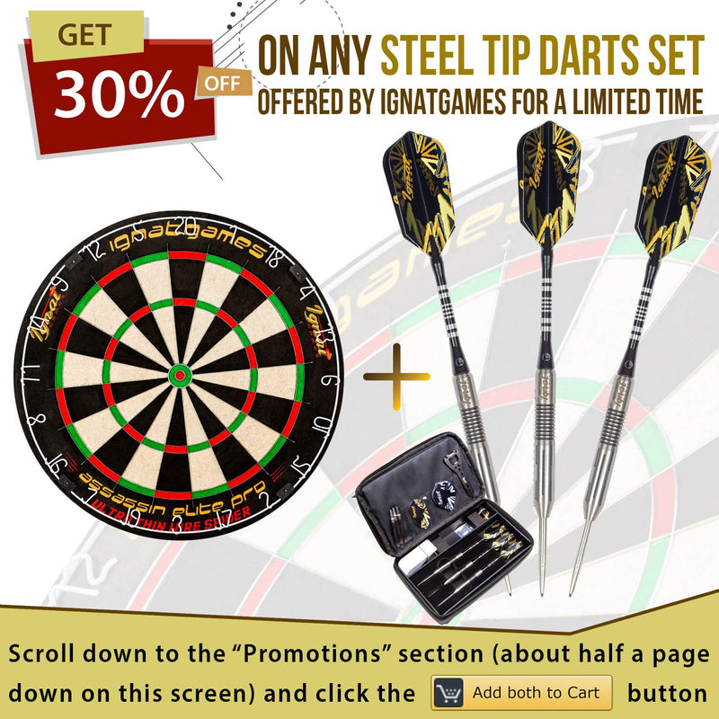 IgnatGames Steel Tip Darts Set - Professional Tungsten Darts with Stylish Wallet, Aluminum and Polycarbonate Shafts with Rubber O'Rings + Standard and Slim Flights + Darts Sharpener + Darts Wrench 30.0 Grams - BeesActive Australia