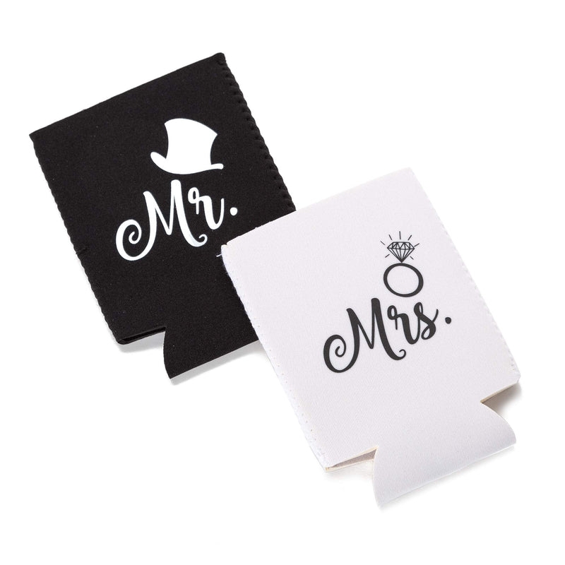 Mr. and Mrs. Can Coolers, Set of 2, 1 White and 1 Black Beer Can Coolies, Cute Wedding Gifts, Novelty Can Cooler, Perfect Engagement or Anniversary Gift, Bridal Shower Gift - BeesActive Australia