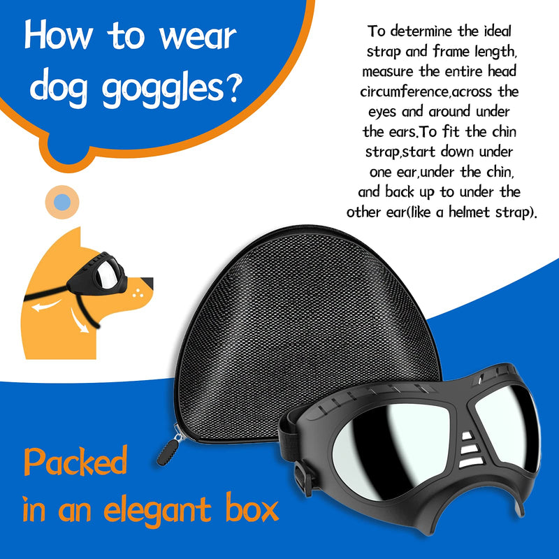 NVTED Dog Goggles Big Area Dog Sunglasses, Large Breed Windproof Snowproof Eye Protection Dog Glasses for Outdoor Driving Cycling - BeesActive Australia