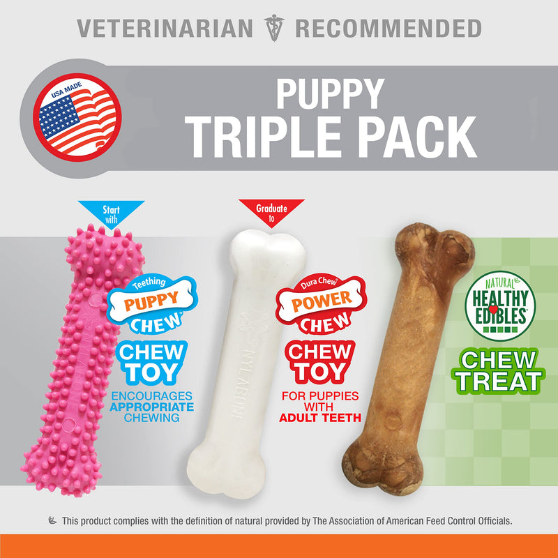 Nylabone Puppy Chew Toys for Teething Puppies | Small/Regular - Up to 25 Ibs. Pink Bone Lamb & Apple Small/Regular (3 Count) - BeesActive Australia