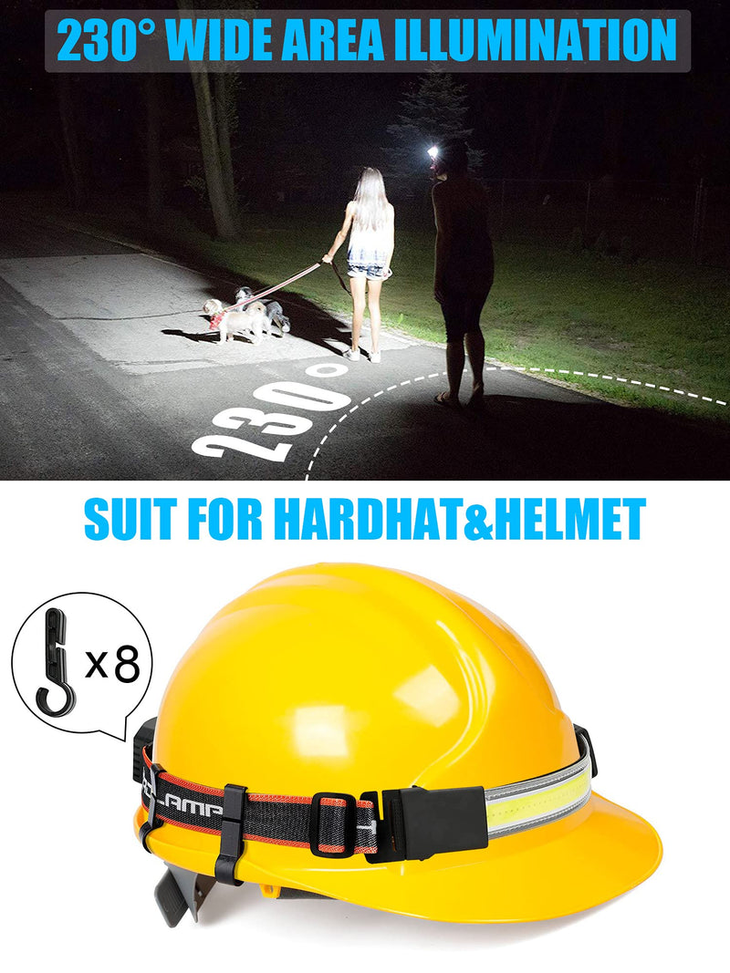 LED Headlamp Flashlight, 1000lumens 230° Broadbeam Headlight, USB Rechargeable Head Lamp with Red Taillight, Lightweight Waterproof Headlamps for Camping Running Hiking, Hard Hat Headlamp 2pcs Widebeam Headlamp - BeesActive Australia