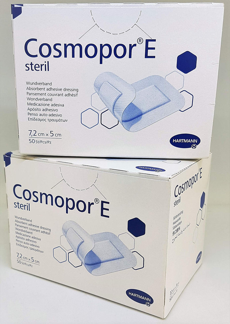 New Cosmopor-E Sterile Absorbent Adhesive Dressing, 7.2cm x 5cm, 2 Packs of 50 7.2X5 cm (Pack of 100) - BeesActive Australia