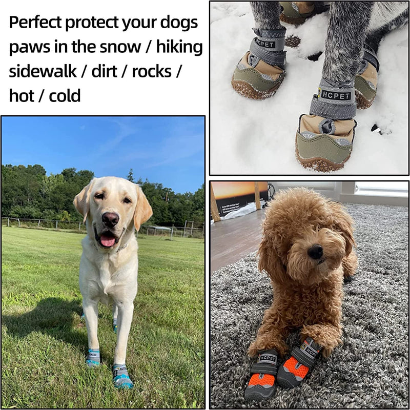 Hcpet Dog Boots Breathable Dog Shoes for Small Medium Large Dogs, Anti-Slip Puppy Booties Paw Protector with Reflective Straps 4Pcs #6 (width 2.55 inch) for 52-68 lbs Blue - BeesActive Australia