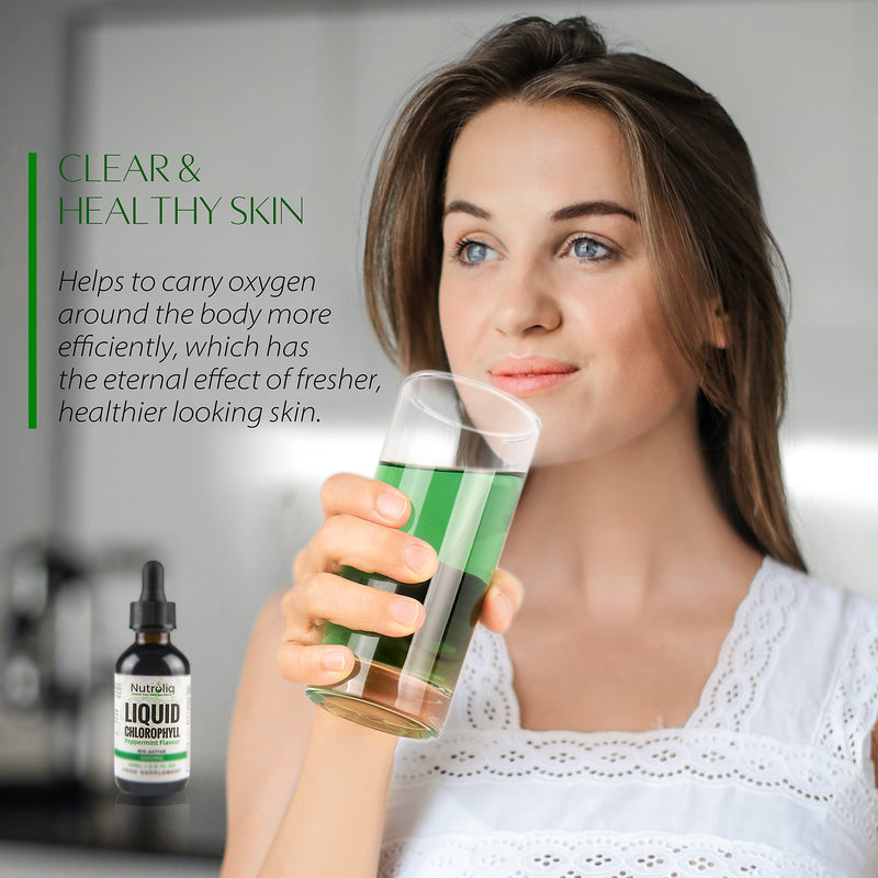 Nutroliq Liquid Chlorophyll Drops for Water - Herbal Extract Promoting Healthy Weight Management, Immune System - Energy & Cleansing Support - Non-GMO, Zero Sugar - 60ml, Natural Peppermint Flavor - BeesActive Australia