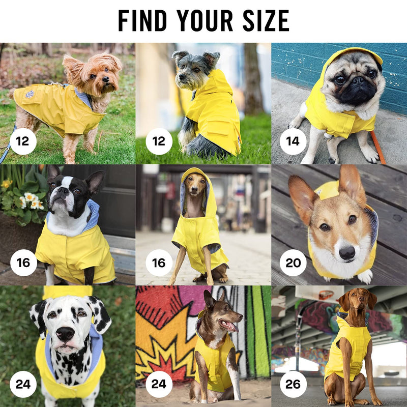 Canada Pooch Dog Rain Jacket Pet Raincoat Waterproof Material - Torrential Tracker 24 (23-25" back length) Yellow - BeesActive Australia