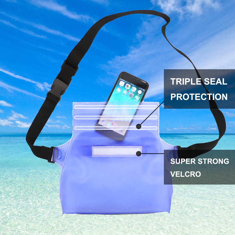 [AUSTRALIA] - HEETA 2-Pack Waterproof Pouch with Waist Strap, Screen Touchable Dry Bag with Adjustable Belt for Phone Valuables for Swimming Snorkeling Boating Fishing Kayaking Blue & Black 