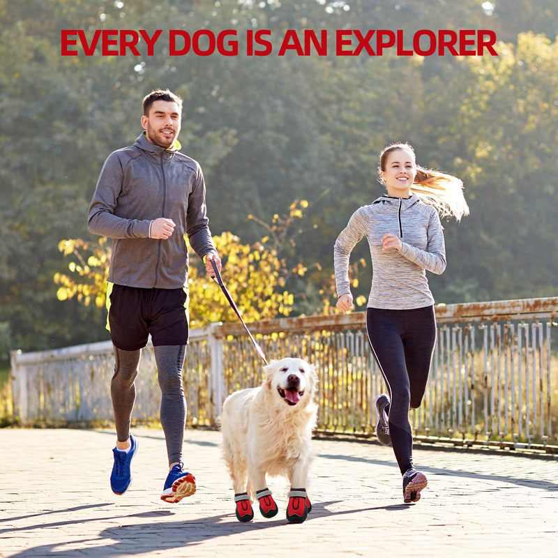 Hcpet Dog Boots Breathable Dog Shoes for Hot Pavement, Heat Resistant Dog Booties with Reflective Straps, Puppy Outdoor Paw Protectors with Rubber Soles for Hiking and Running 3: 2.6"x2.0"(L*W) for 31-35 lbs Red-4pcs - BeesActive Australia