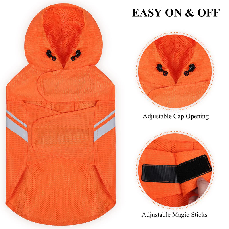VIVAGLORY Dog Raincoat for Small Medium Large Dogs, Easy on & Off Pet Rain Clothes with Storage Bag, Reflective Lightweight Breathable Dogs Safety Vest Jackets for Outdoor Adventures, Walking, Hunting S (18"-22" chest girth) Orange - BeesActive Australia