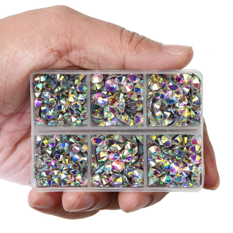 LPBeads 6400 Pieces Hotfix Rhinestones Clear AB Flat Back 5 Mixed Sizes Crystal Round Glass Gems with Tweezers and Picking Rhinestones Pen Mix SS6-SS30 - BeesActive Australia