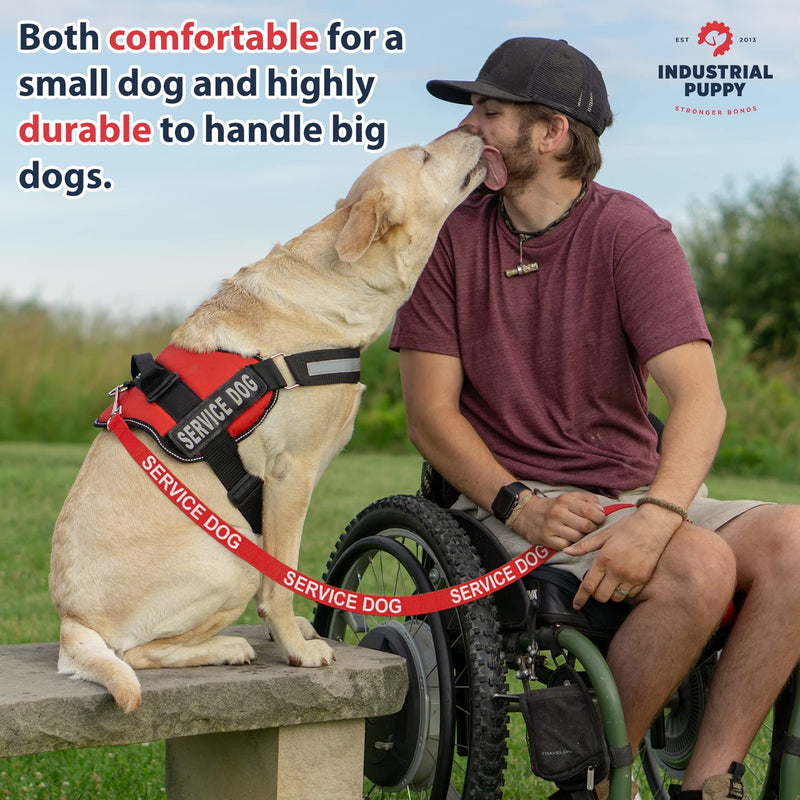 Industrial Puppy Service Dog Leash Wrap, Emotional Support Dog Leash with Neoprene Handle and Reflective Lettering - Supplies or Accessories for Service Dog Vest, Emotional Support Vest Red - BeesActive Australia