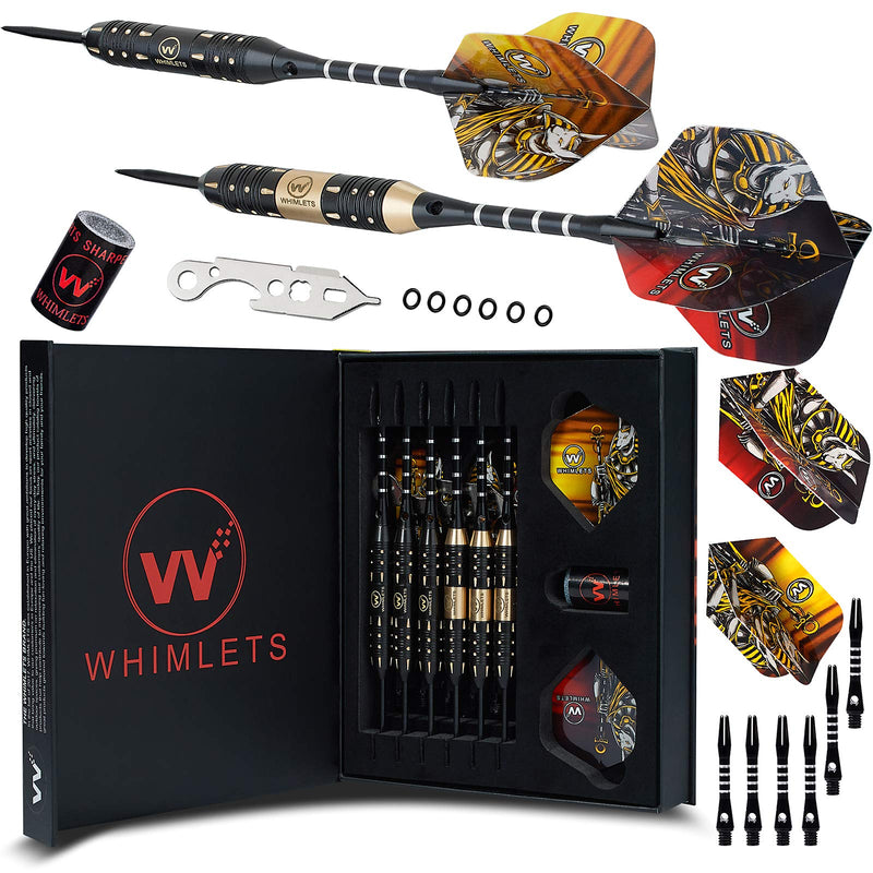 Whimlets Steel Tipped Darts Set for Dart Board - Professional Metal Tip Dart Kit with Aluminum Shafts, O-Rings, and Flights for Man Cave or Bar - Pro Throwing Steel Tip Darts for Dartboard Gift Set Anubis 24g - BeesActive Australia