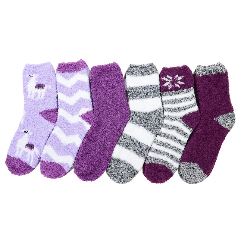 Womens Fuzzy Socks Winter Warm Fluffy Socks Athletic Outdoor Sports Socks 6 Pack Purple - BeesActive Australia