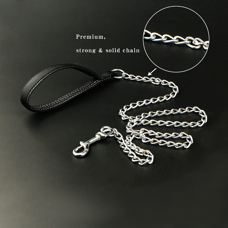 Heavy Duty Dog Leash,4FT/6FT Metal Dog Leash Dog Chain with Comfortable Handle for Medium & Large Size Dogs , Improved Dog Safety & Comfort ，Attaches to Pet Collar（Black Black4FT - BeesActive Australia
