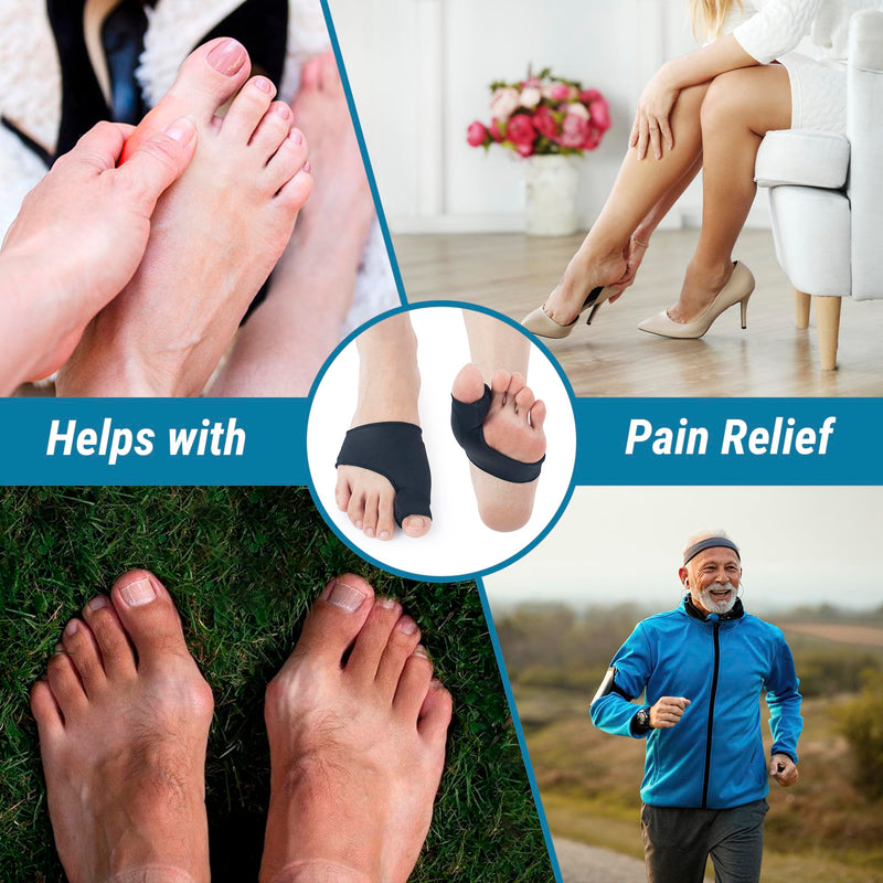360 RELIEF Silicone Bunion Corrector with Gel Pads - Big Toe Separator, Straightener Hallux Valgus Pain Relief Soreness, Scientific Correction of Bunion | 1x Pair Black, Small with Mesh Laundry Bag | S - BeesActive Australia