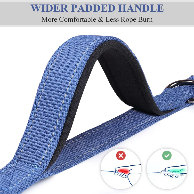 VIVAGLORY Hands Free Dog Leash with Shock-Absorbing Bungee for Medium & Large Dogs, Reflective Adjustable Waist Leash with Dual Padded Handle for Walking, Jogging, Running, Hiking Fits waist 25½"~44" Navy Blue/Black - BeesActive Australia