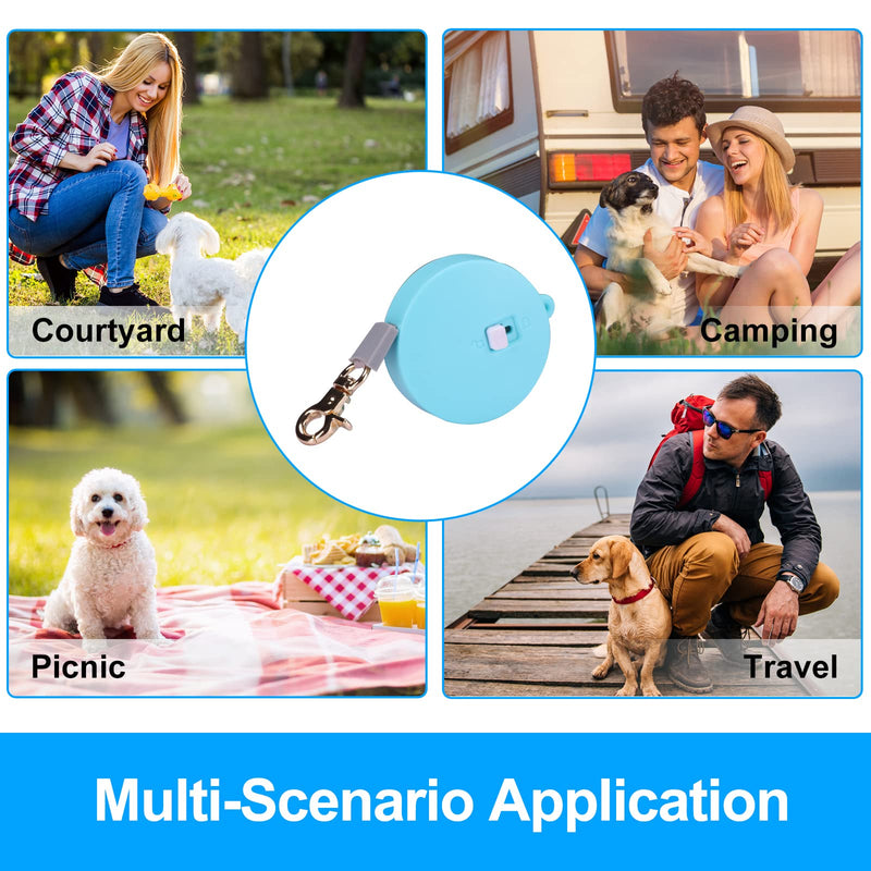 Retractable Dog Leash for Small Dogs Cats up to 11lbs with 6.5ft Anti-Pull Strong Nylon Tape, Hands Free, Mini and Portable Walking Leash with Wrist Strap, One-Hand Brake, Tangle Free Blue Round - BeesActive Australia