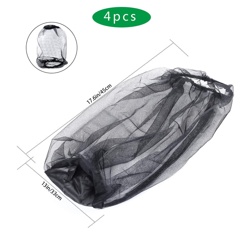 4PCS Midge Head Net, Nylon Mosquito Head Protecting Net, Fine Mesh Insect Netting for Outdoor Hiking Camping Climbing and Walking (Black) - BeesActive Australia