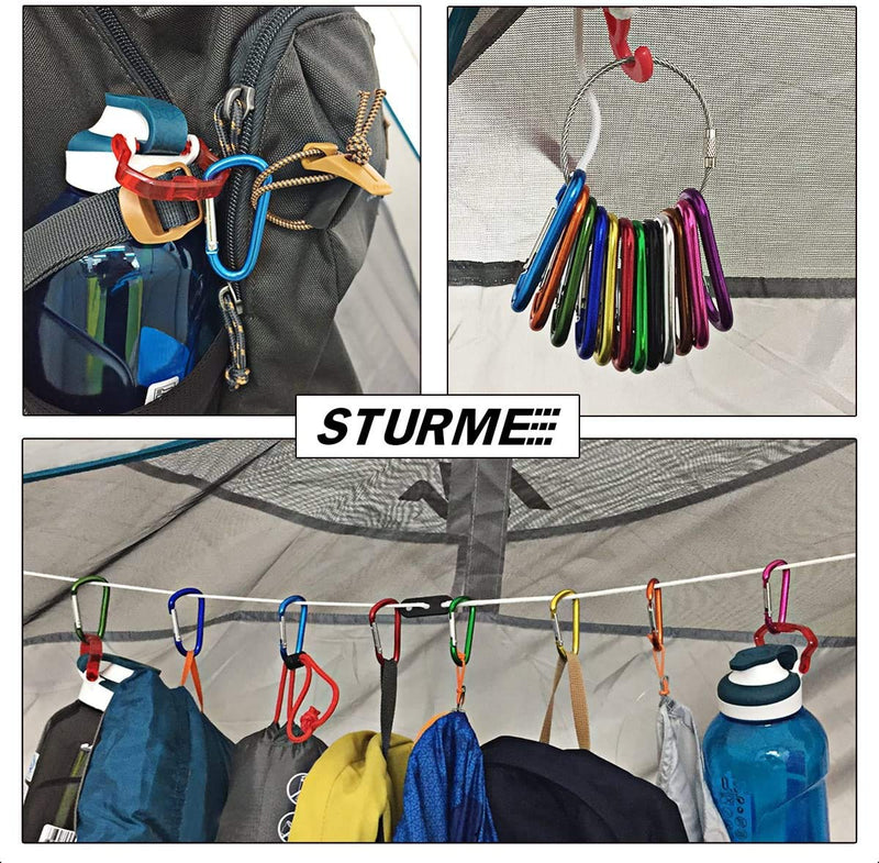 STURME 2" Aluminum D Ring Carabiners Clip D Shape Spring Loaded Gate Small Keychain Carabiner Clip Set Outdoor Camping Mini Lock Snap Hooks Spring Link Key Chain Durable Improved 24 PCS Assorted - BeesActive Australia