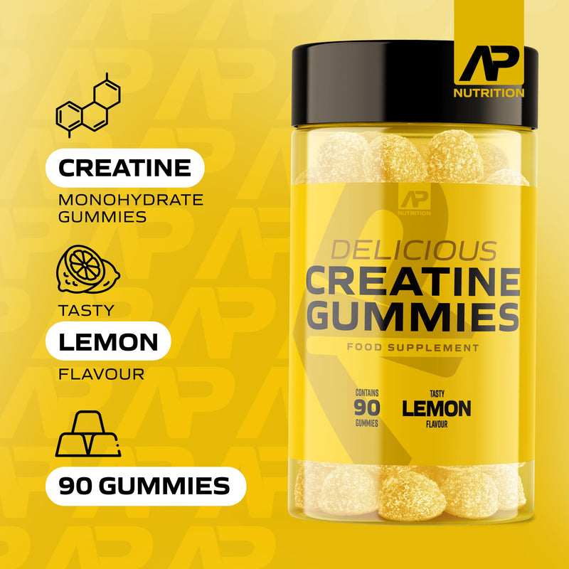 Delicious Creatine Gummies - 3,300mg+ Creatine Monohydrate per Serving - Lemon Flavour - Creatine Gummies for Men and Women (90 Gummies) - BeesActive Australia