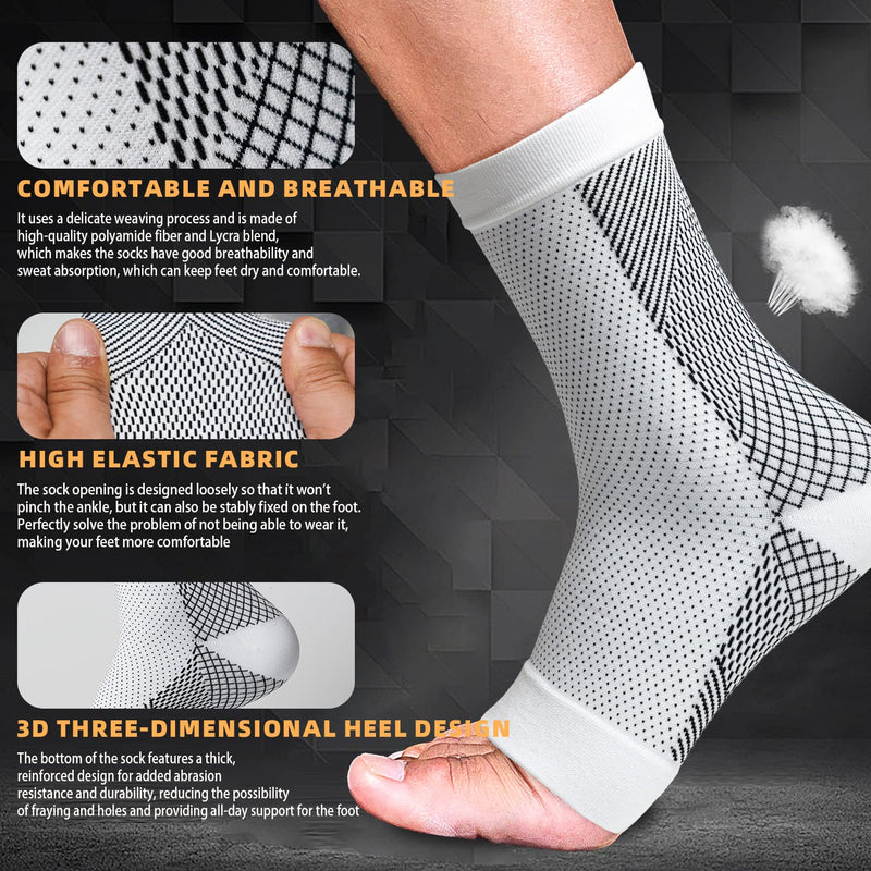 Neuropathy Socks for Men & Women, Comprex Ankle Sleeves, Plantar Fasciitis Socks Relief Brace for Nerve Damage Pain in Feet, Ankle Gout, Achilles Tendonitis Relief Black L/XL - BeesActive Australia