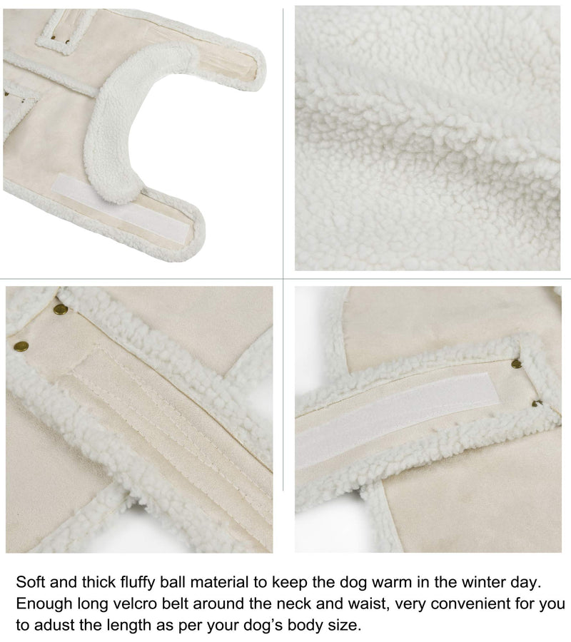 Dog Jacket Berber Fleece Winter Pet Coat Windproof Warm Dog Sweater Thick Apparelf in Beige White Color Used for Medium Large Dogs Small - BeesActive Australia