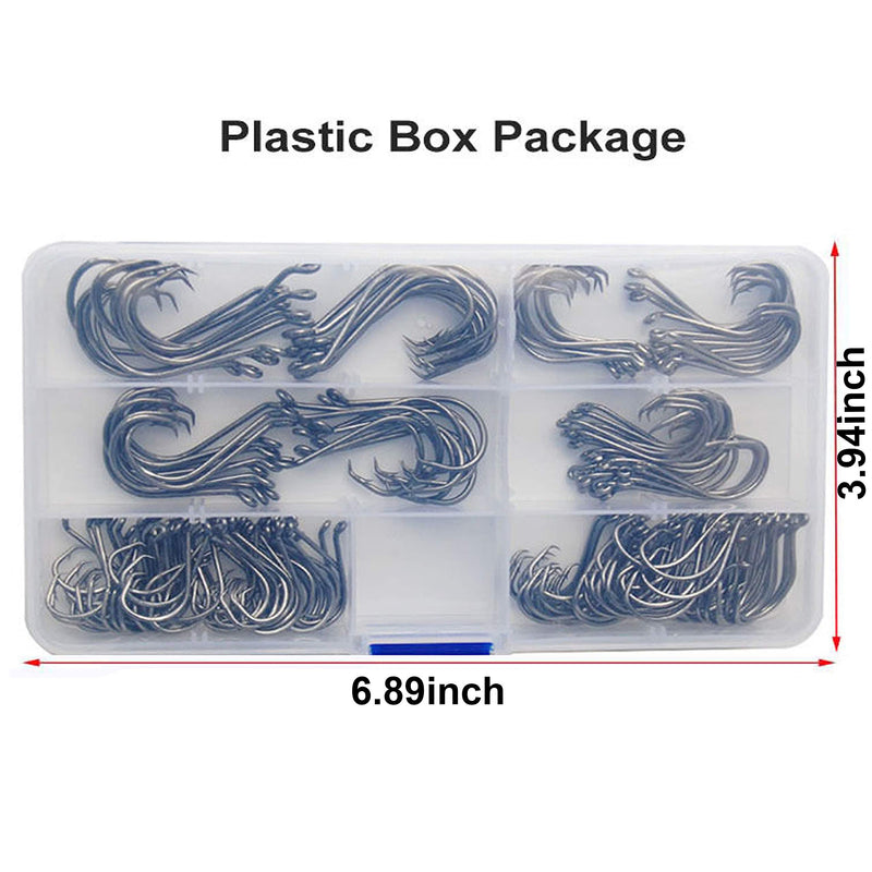 [AUSTRALIA] - Offset Circle Fishing Hooks Kit - 180pcs 2X Strong Saltwater Freshwater Fish Hooks Sharp High Carbon Steel Octopus Fish Hooks, Size 1-5/0 