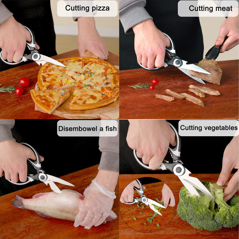 OMDAR Kitchen Scissors 3 Pack - Includes Seafood Scissors As a Bonus - Heavy Duty Stainless Steel Cooking Shears for Cutting Meat, Food, Fish, Poultry Multipurpose Sharp Sissors for Dishwasher Safe Kitchen Scissor - BeesActive Australia