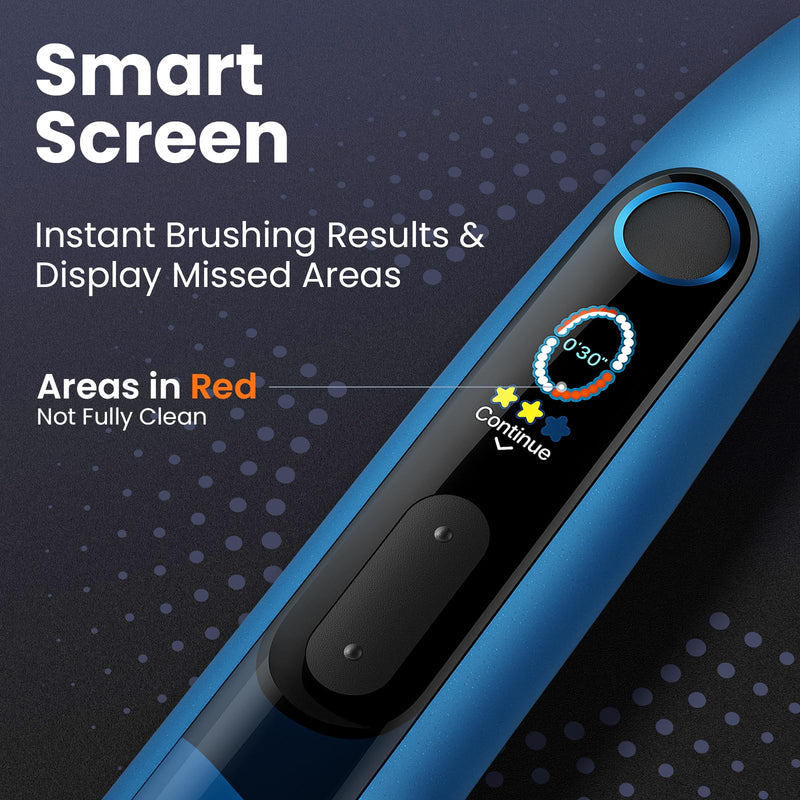 Oclean X10, Smart Sonic Electric Toothbrush, 5 Brushing Modes, 3h-Quick Charge for 60 Days, 2 Min Timer & Pressure Sensor, IPX7 – Blue - BeesActive Australia