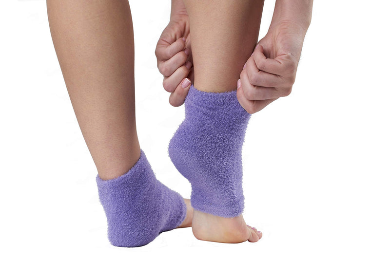 NatraCure Moisturizing Gel Heel Sleeves and Gloves - (For dry heels, cracked heels, dry hands and cuticles, dry skin) - Color: Lavender - BeesActive Australia