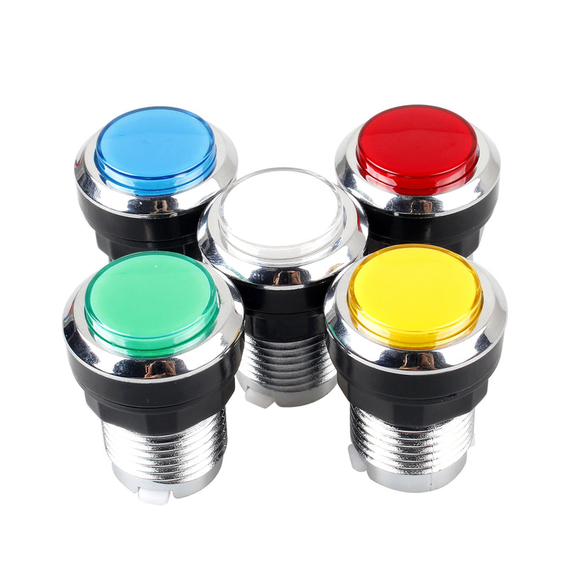 EG STARTS 10 Pcs/Lots Chrome Plating 30mm LED Illuminated Push Buttons with Micro Switch for Arcade Machine Games Mame Jamma Parts 12V Each Color of 2 Pieces - BeesActive Australia