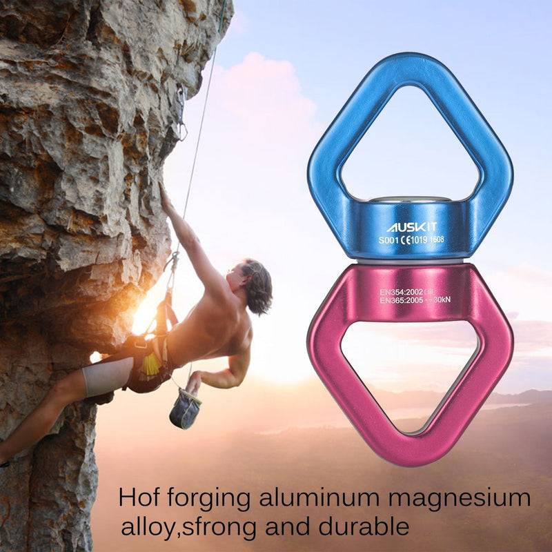 AusKit Swing Swivel, 30 KN Safest Rotational Device Hanging Accessory with Carabiners for Web Tree Swing, Therapy Swing, Aerial Dance, Swing Spinner Hanger, Rock Climbing, Hanging Hammocks Red - BeesActive Australia