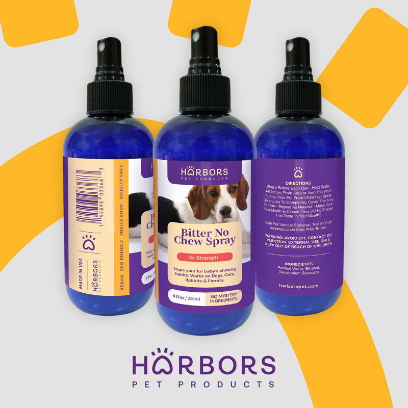 Harbor's Bitter No Chew Spray | 3 X Strength Chewing Deterrent Spray | Anti Chew Behavior Training Aid | Stops Destructive Chewing and Licking of Shoes, Bandages, Paws, Fur & Furniture | Made in USA - BeesActive Australia