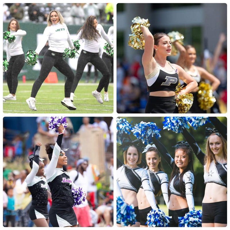 [AUSTRALIA] - Supkiir 4Pcs Cheerleading Pom Poms for Cheerleader Costume Women, 2 Pair Cheer Pompoms for Boy Girl School Sports Games Team Spirit Cheering Dancing Green White 