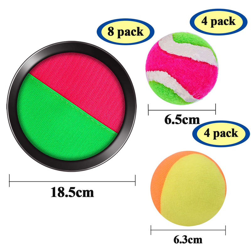 Cooraby Toss and Catch Paddle Game Disc 4 Set Paddle Toss and Catch Ball Sport Game Suitable for Sports, Beach and Party Favor with Storage Bag, 8 Paddles and 8 Balls 15.5cm - BeesActive Australia