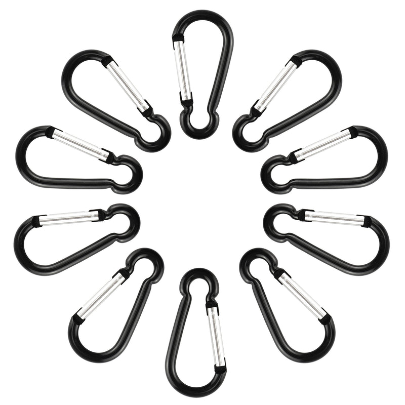 SWATOM Aluminum Carabiner Clip 1.6/1.9/2.3/2.7/3.1 Inches Spring Snap Hook Keyring Carabiners Keychains Black (10P/20P) 1.6 Inch - BeesActive Australia