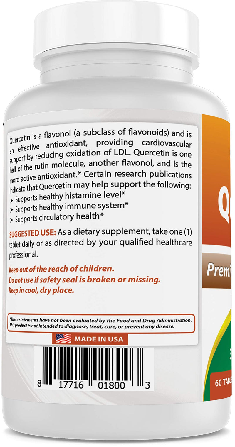 Best Naturals Quercetin 1000 mg Tablet - Immune Health - 60 Count (60 Count (Pack of 1)) 60 Count (Pack of 1) - BeesActive Australia