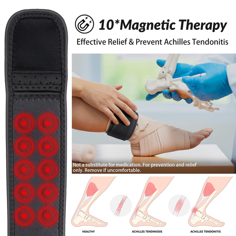 Dreyoo Magnetic Achilles Tendonitis Relief Brace, Adjustable Achilles Strap for Men Women, Achilles Tendon Support Brace to Prevent Achilles Tendonitis Pain, Fit Running Sports Cycling Hiking (2) 2 - BeesActive Australia