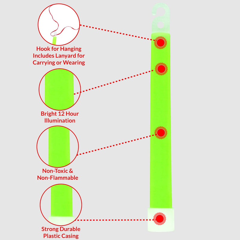 MediTac Green Glow Sticks, Premium Bright 6” Snap & Light Sticks, 12 Hour-6 Pack 6 Pack - BeesActive Australia