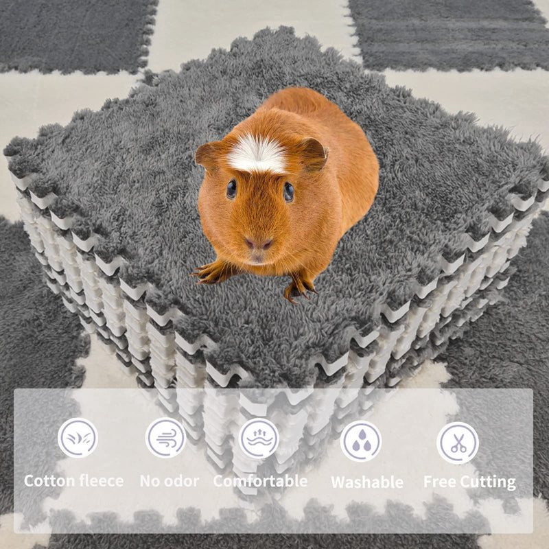 Guinea Pigs Soft Mats, Hamster Fleece Cage Liners, Small Animals Bedding Mats, Winter Warm Mat for Bunny, Rat, Washable Reusable, 10 Piece, 11'' x 11''Grey - BeesActive Australia