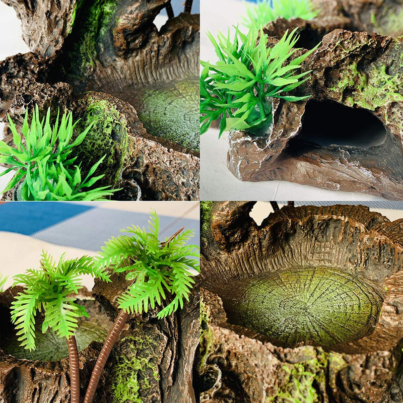 PINVNBY Resin Reptile Platform Artificial Tree Trunk Reptile Tank Decor Food Water Dish Bowl for Bearded Dragon,Lizard, Gecko, Water Frog,Snake - BeesActive Australia