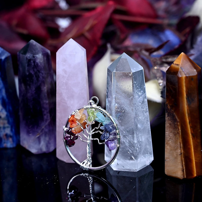 KACHVI Crystals And Gemstones Healing Rose, Clear Quartz, Amethyst, Black, Lapis & Tiger Crystal Meditation Spiritual Gifts For Chakra Money Luck Wands 2.25”-2.50" 6 Faceted Pencil 6 Pc Set Tiger 6 Pcs Set - BeesActive Australia