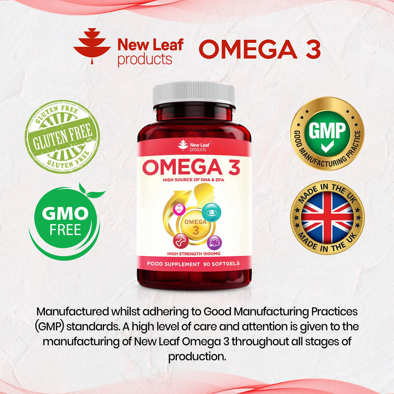 Omega 3 1000mg Capsules - High Dose Fish Oil - Enriched with Vitamin E - One A Day Pure Fish Oil Gel Capsule - Helps Maintain Healthy Eyes, Brain Function, & Skin - GMO-Free, GMP, & UK Made - BeesActive Australia