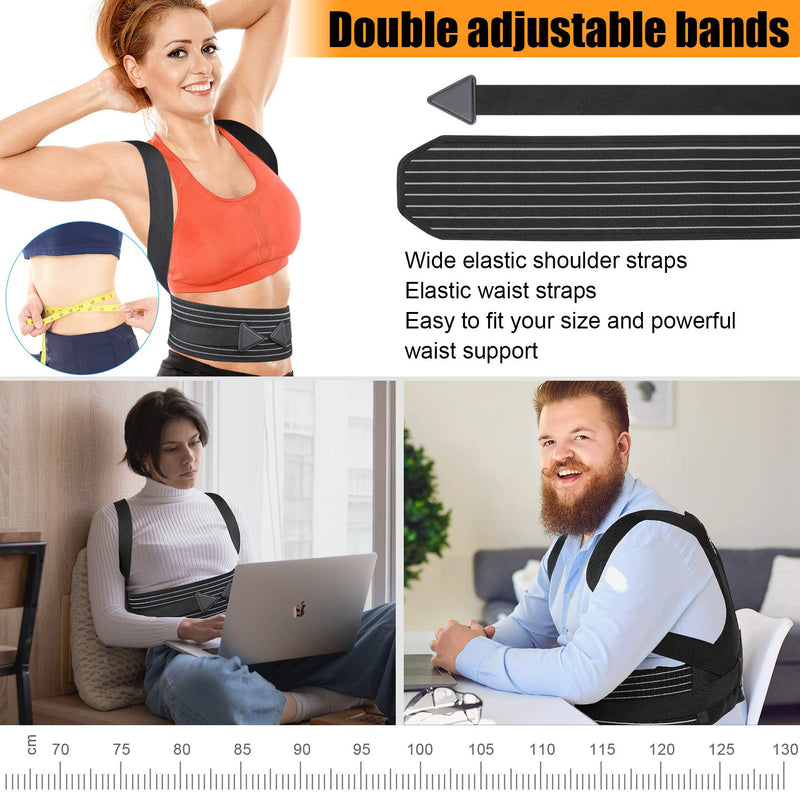 Aollop Posture Corrector Men Back Brace Back Support with Breathable Adjustable Elastic Bands Support Bars Posture Improve Back Pain Association Lower Lumbar Relief Waist 27'- 51', Gift for Women Black - BeesActive Australia