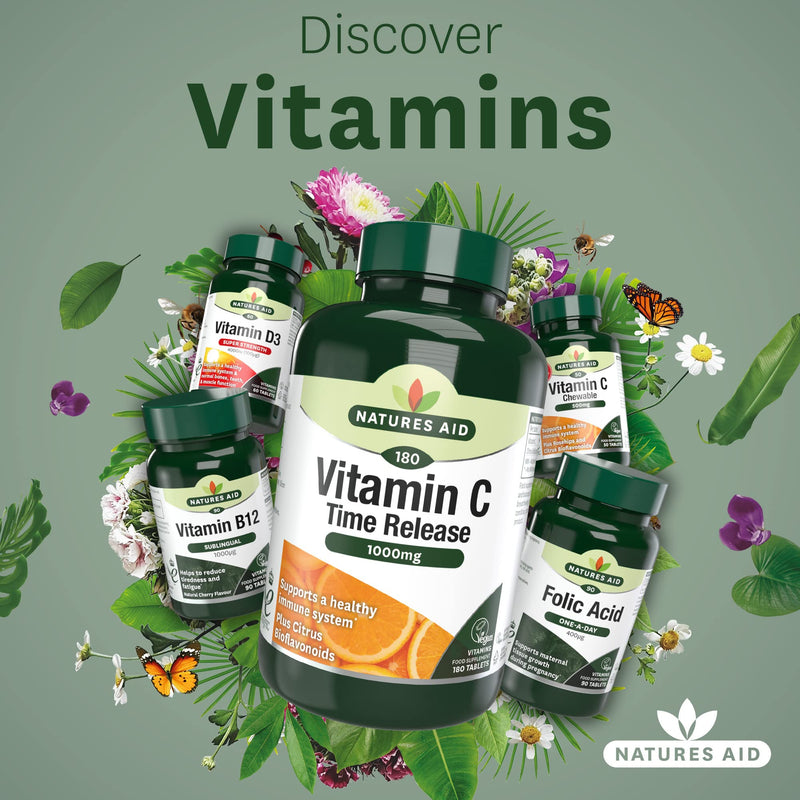 Natures Aid Vitamin C Time Release 1000 mg, Immune Support, 180 Tablets Vitamin C Time Release 1000 mg, 180 Tablets - BeesActive Australia