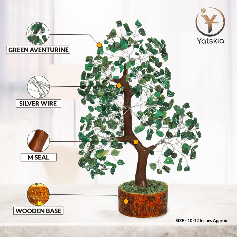 YATSKIA Green Aventurine - Crystal Tree, Gemstone Tree, Chakra Tree of Life, Balancing Tree, Healing Crystal, Crystal and Stone Decor, Fungshui Decorations, Positive Energy Gifts for Women Green Aventurine Silver Wire - BeesActive Australia
