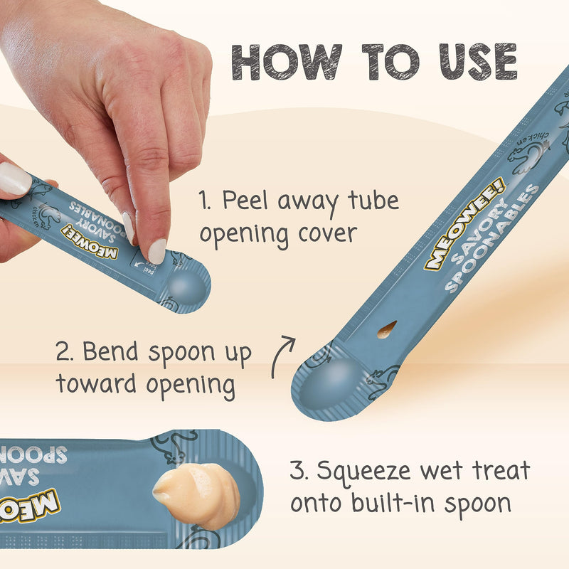 MEOWEE! Savory Spoonables with Real Tuna, Chicken & Duck, 8 Count Tube, Triple Flavor Squeezable Lickable Wet Treats for Cats with Built-in Spoon for Less Mess - BeesActive Australia