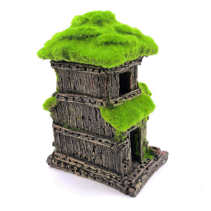 M2cbridge Aquarium Decorations Fish Hideout House Betta Cave with Green Lifelike Moss (Style 3) Style 3 - BeesActive Australia