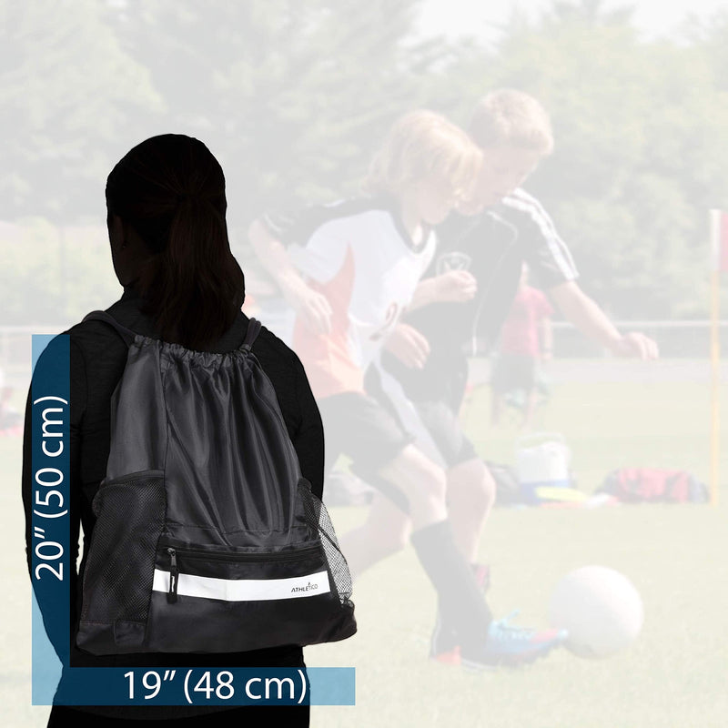 Athletico Drawstring Soccer Bag - Soccer Backpack For Boys or Girls Can Also Carry Basketball or Volleyball Black - BeesActive Australia