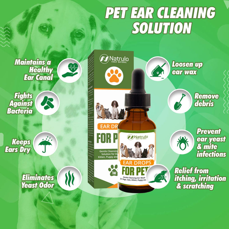 Natural Ear Cleaner for Dogs, Cats, Kitten, Puppy – Gentle Cleansing Ear Wash Solution Mite Infection & Yeast Treatment for Pets – Drying, Healing Medicinal Ear Cleaning Drops Made in USA - BeesActive Australia